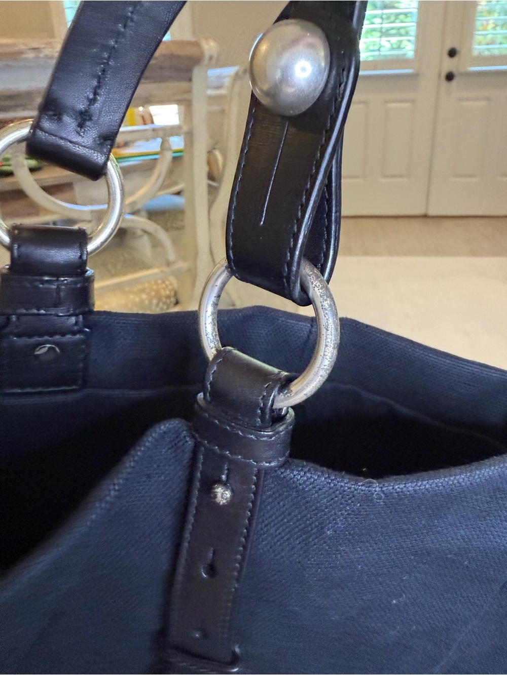 Saint Laurent Black Canvas Tote with Leather Handles - Picture 5 of 13